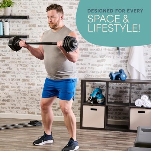 Lifepro Adjustable Dumbbells Set – 15lb, 25lb Pair or 43lb, 55lb & 90lb Single – Quick Adjustment, Anti Slip Handle – Space Saving & Strength Training Weights for Home Gym Exercise & Fitness