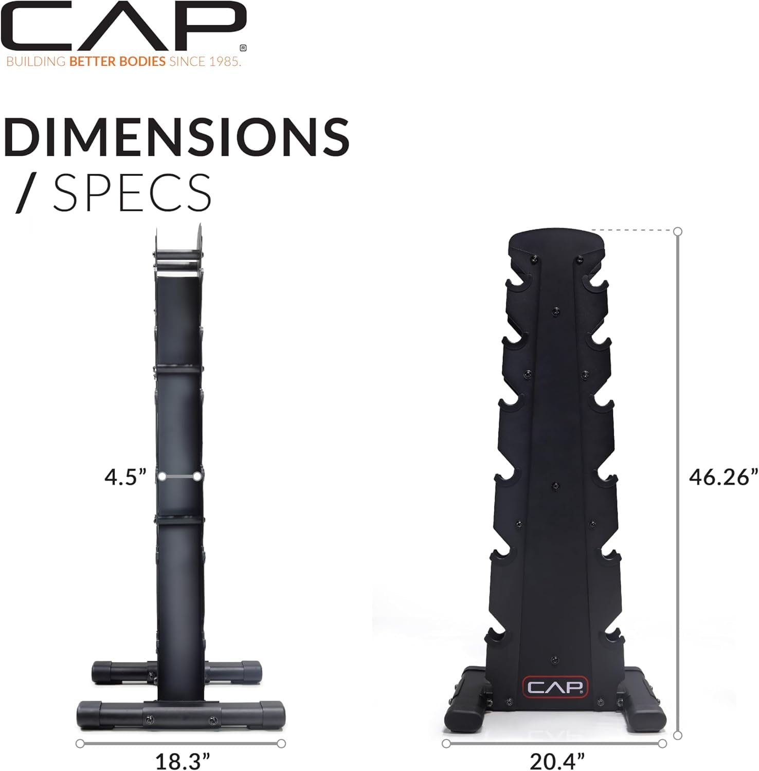 CAP Barbell Rubber Coated Dumbbell Weight Set with Vertical Rack | 100 lb, 150 lb, and 210 lb Options