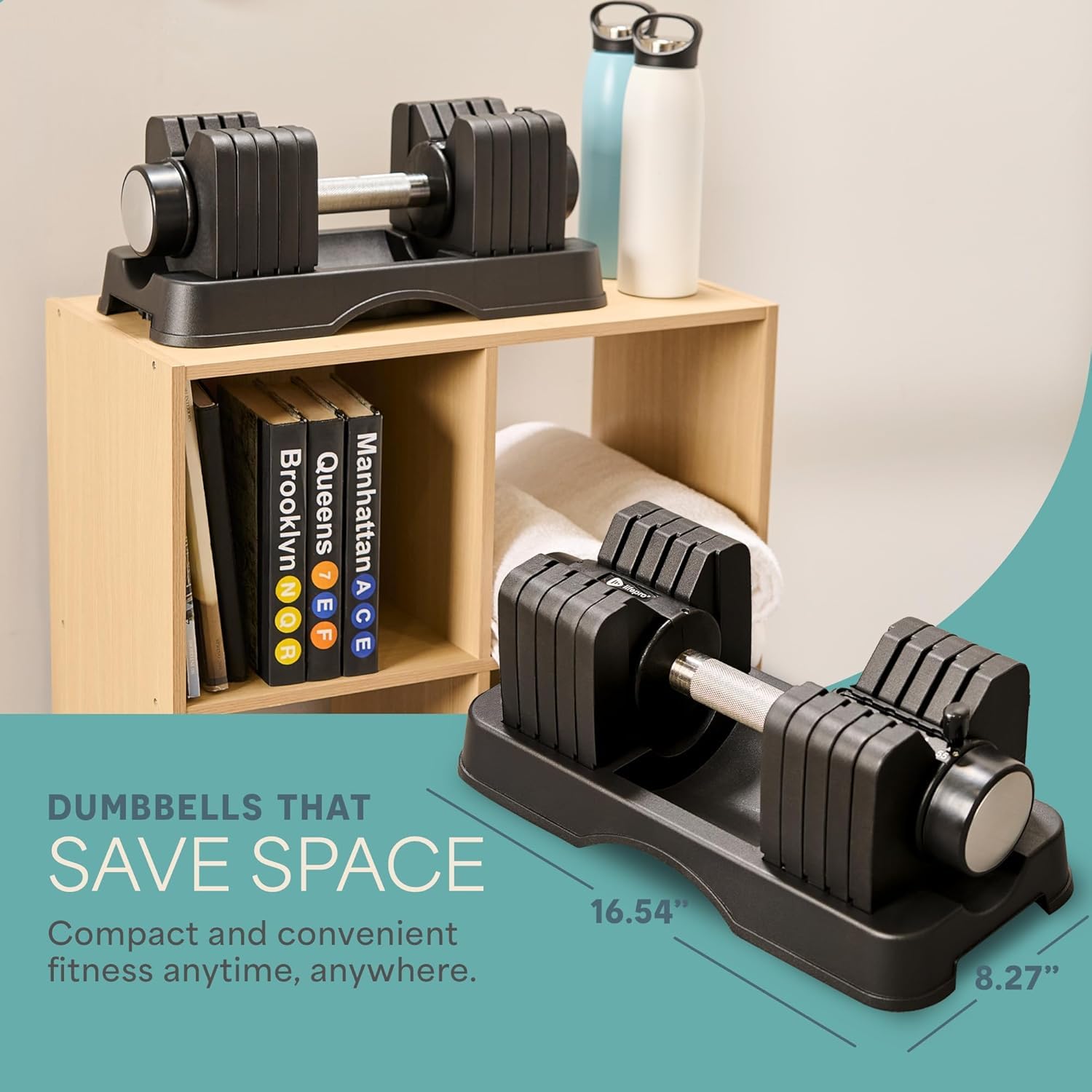 Lifepro Adjustable Dumbbells Set – 15lb, 25lb Pair or 43lb, 55lb & 90lb Single – Quick Adjustment, Anti Slip Handle – Space Saving & Strength Training Weights for Home Gym Exercise & Fitness