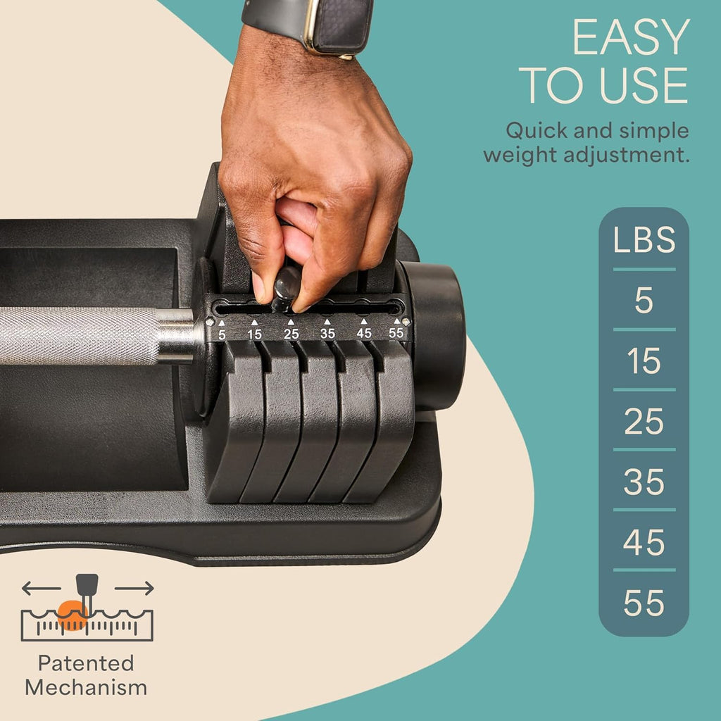 Lifepro Adjustable Dumbbells Set – 15lb, 25lb Pair or 43lb, 55lb & 90lb Single – Quick Adjustment, Anti Slip Handle – Space Saving & Strength Training Weights for Home Gym Exercise & Fitness