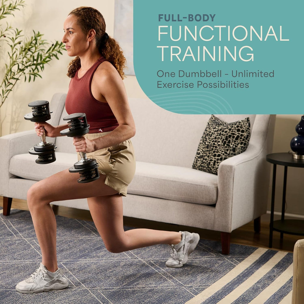 Lifepro Adjustable Dumbbells Set – 15lb, 25lb Pair or 43lb, 55lb & 90lb Single – Quick Adjustment, Anti Slip Handle – Space Saving & Strength Training Weights for Home Gym Exercise & Fitness