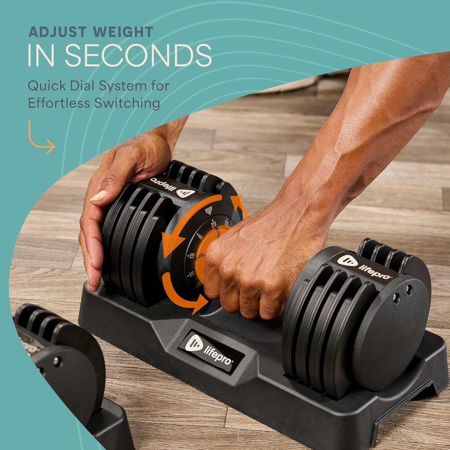 Lifepro Adjustable Dumbbells Set – 15lb, 25lb Pair or 43lb, 55lb & 90lb Single – Quick Adjustment, Anti Slip Handle – Space Saving & Strength Training Weights for Home Gym Exercise & Fitness