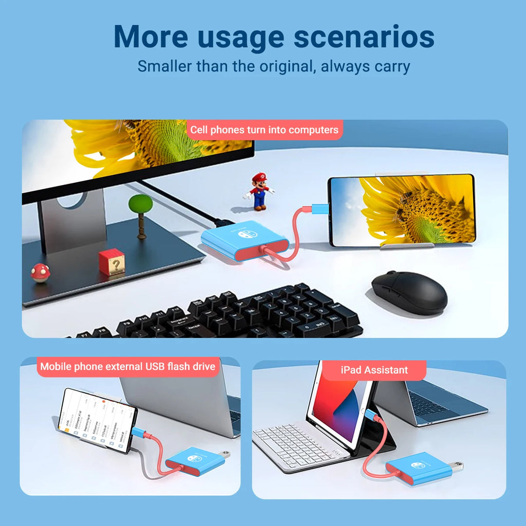 Portable Game Docking Station TYPE-C Hub with HDMI and USB 3.0 Perfect for Travel and Gaming