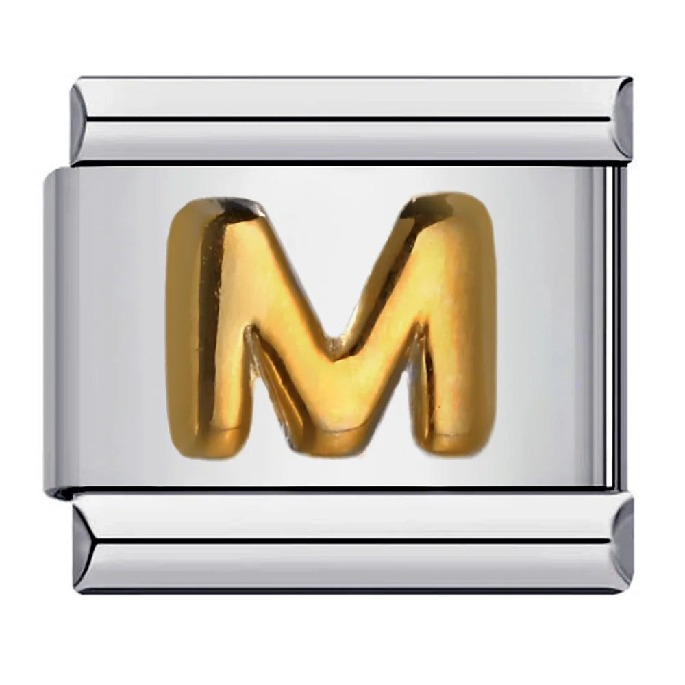 Trendy Italian Charms Bracelet 26 English A-Z Letter Name Custom Gold Color DIY Jewelry Making Gift Hand Bangle Chain Jewellry
