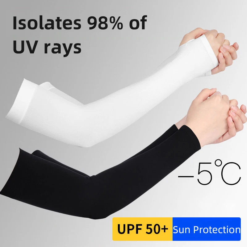 Summer Ice Silk Arm Sleeves Riding Sports Sunscreen Arm Cuff Sleeve Fishnet Fingerless Long Gloves Black Punk Rock Mesh Glove