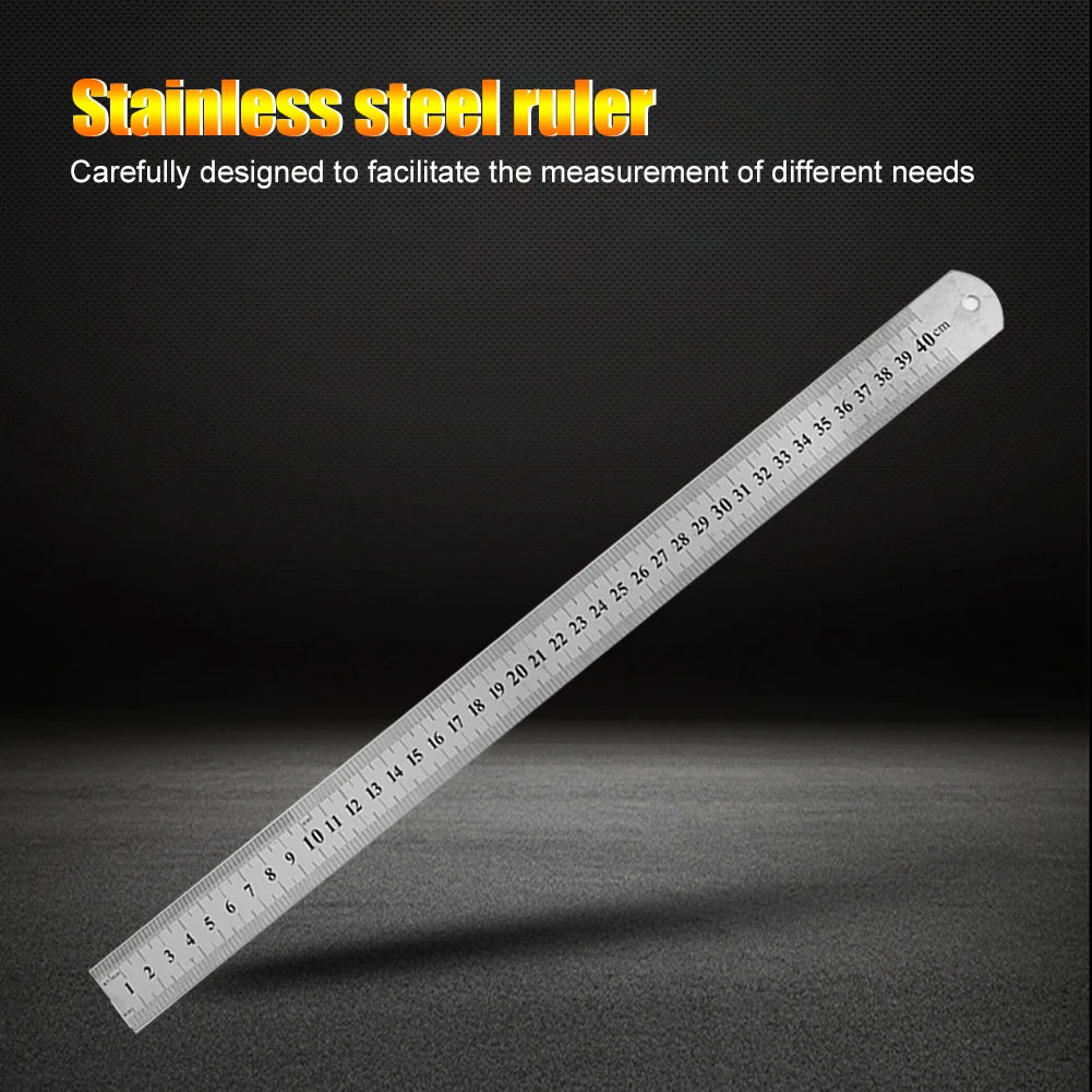 Stainless Steel Metal Straight Ruler Precision Double Sided Precision Measuring Tool Scale Metric Ruler Accessories 15-40cm