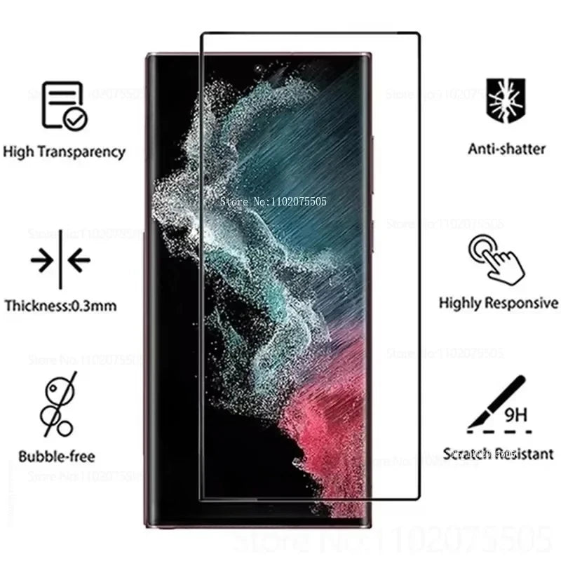 3Pcs Curved Tempered Glass For Samsung Galaxy S25 S23 S21 S24 Ultra S20 Plus Screen Protector For Samsung Note 9 10 20 S10 S9