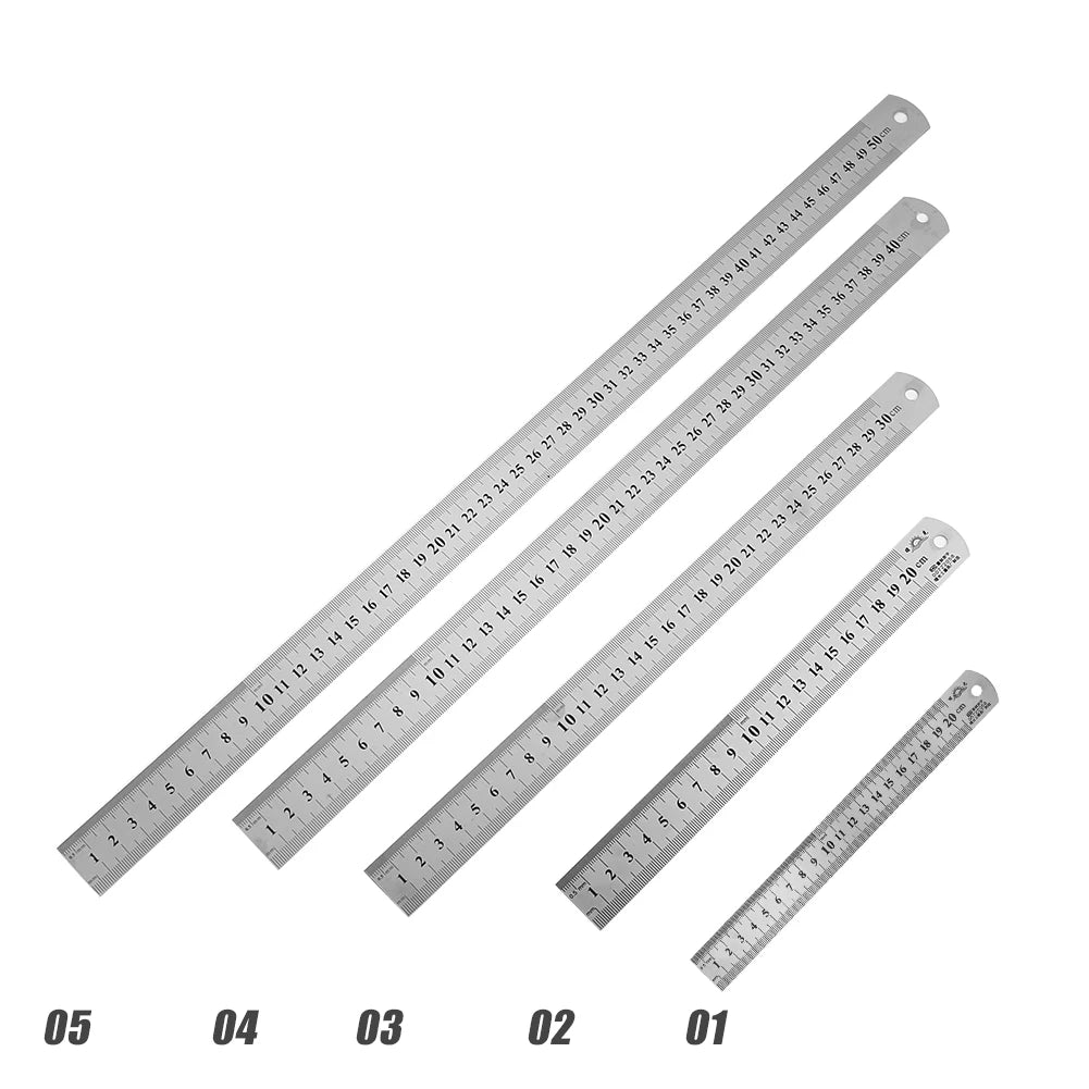 Stainless Steel Metal Straight Ruler Precision Double Sided Precision Measuring Tool Scale Metric Ruler Accessories 15-40cm
