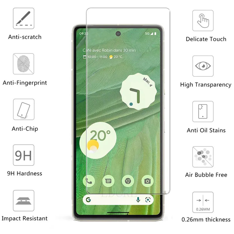 4PCS Tempered Glass for Google Pixel 9 10 8 Pro 9A 8A 7 7A 6 6A 5 4A 4 XL 3 Protective Transparent Screen Protector Film Glass