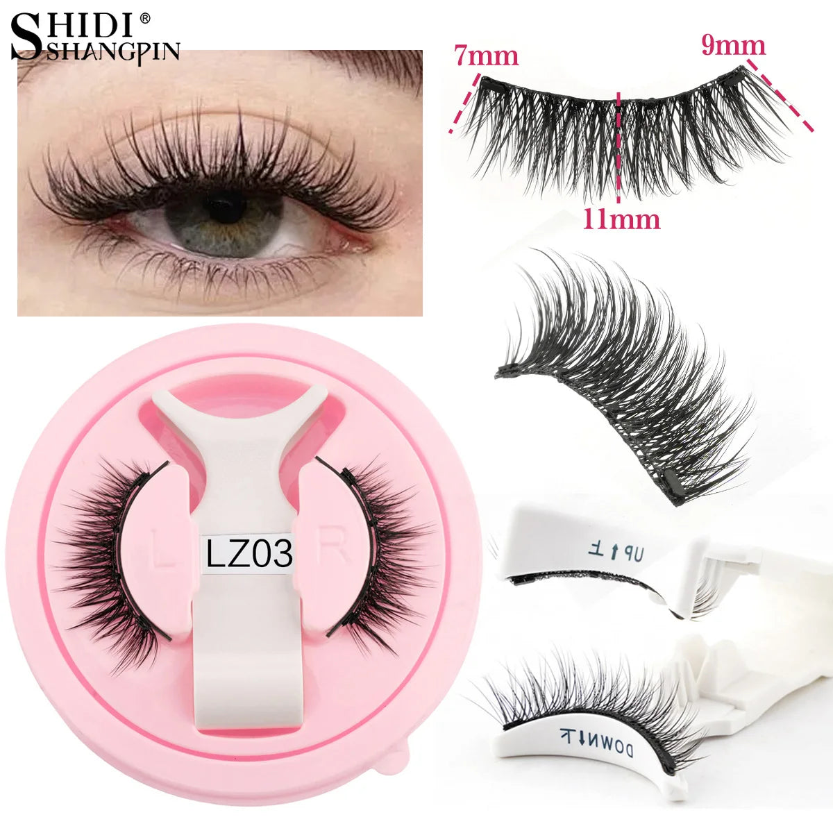 Hot 1 Pair Magnetic Eyelashes Handmade Fluffy Faux Mink Lashes Reusable Natural False Eyelashes and Magnetic Tweezers Set Makeup